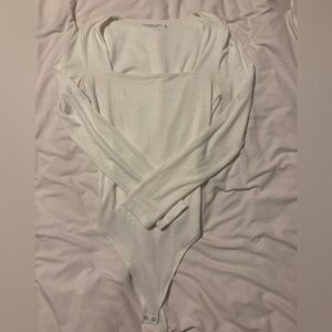 Abercrombie cream long sleeve bodysuit